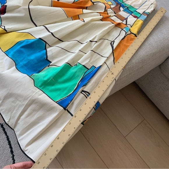 ZARA ZW Collection Printed Pleated Skirt Colorful Abstract Painting Midi - Picture 15 of 15